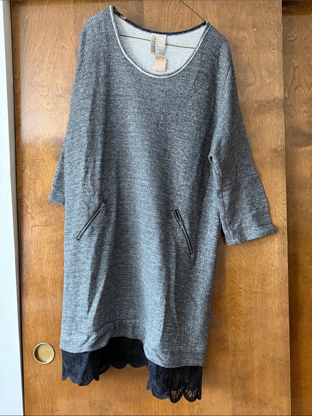 dolan Gray Scoop-Neck Knit Dress with Black Lace Hem